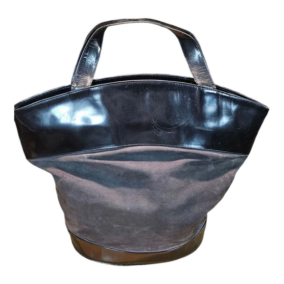 Bally Black & Gray Suede and Leather Satchel Bag - Picture 3 of 14